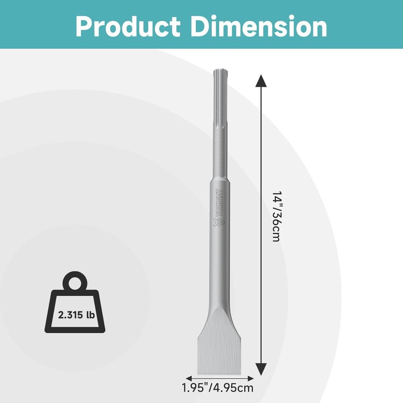 YOSIGHT Flat Chisel with SDS Max Shank, 14 Inch Long 2 Inch Wide, Ideal for Removing Concrete Bricks Stones Masonry - Image 5